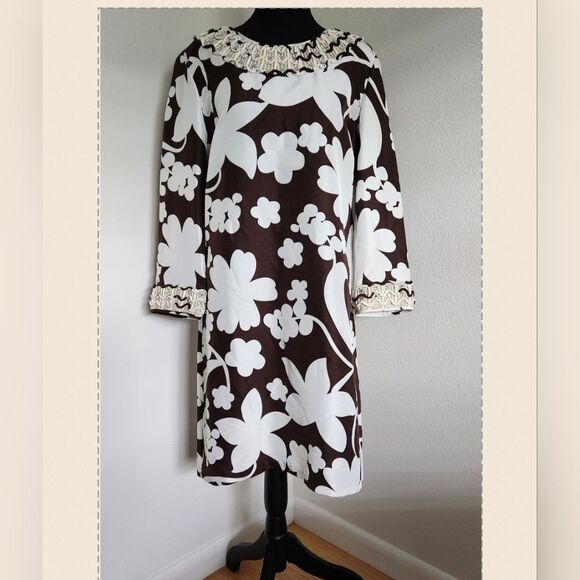 Tory Burch Brown Floral Dress - Picture 1 of 9